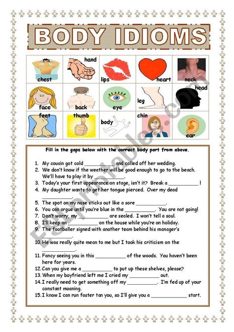 Body Idioms Worksheet Free Esl Printable Worksheets Made By Teachers