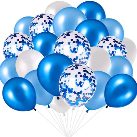 Blue And White Balloons Blue Confetti Balloons White Balloons Total 90
