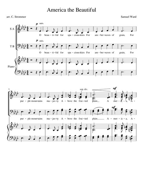 America The Beautiful Sheet Music For Piano Voice Download Free In Pdf