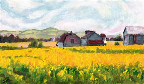 Original Fine Art Digital Springtime Fields Farm Maryland Painting By G
