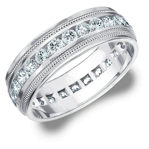 eternity wedding bands 2 cttw diamond men s wedding band in 14k white gold 2 carat diamond