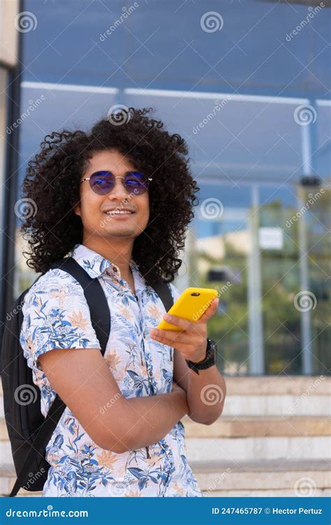 African Man Using His Phone On The Street Stock Image Image Of