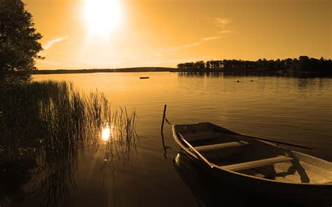 Wallpaper Sunlight Landscape Boat Sunset Sea Night Lake Water