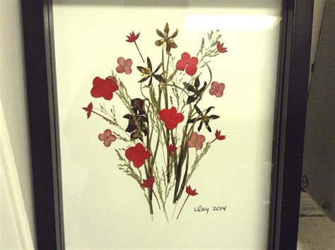 By Amie Clay Pressed Flower Art In Reds With Some Kinda Orchid