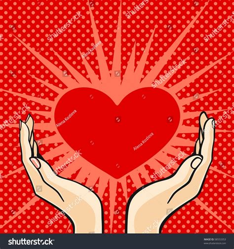 Two Hands Holding A Heart Raster Version Stock Photo 58553353