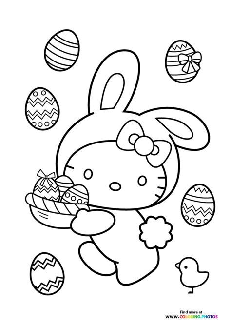 Hello Kitty Easter Coloring Pages For Kids