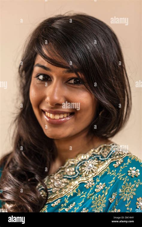 Headshot Portrait Of A Beautiful Indian Woman Smiling Stock Photo Alamy