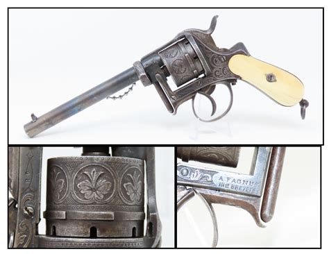 Engraved European Double Action Pinfire Revolver 1110 Candr Antique001