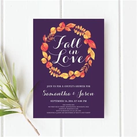Fall In Love Couples Shower Invitation Fall Couples Fall In Love