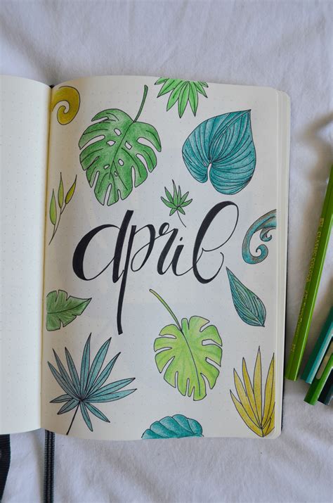 Bujo Updates Tropical Leaves Bullet Journal Set Up • Lilys Colours
