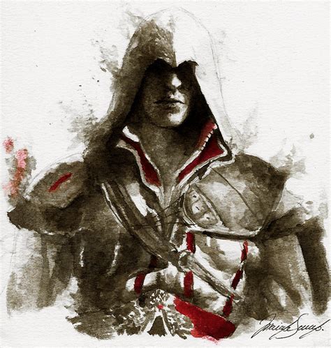 Mariana S Mano Ezio Auditore Ink Drawing Of Ezio Auditore From