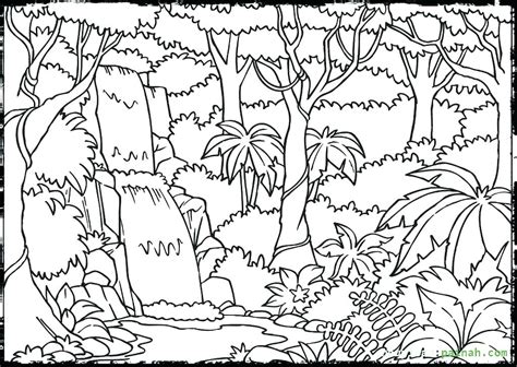 Jungle Scene Drawings Sketch Coloring Page