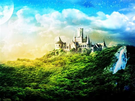 Paradise Castle Land Starscapes Background Fantasy Castle 3d Hd