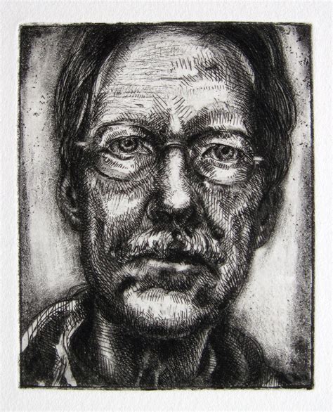 Christopher Hickey Self Portrait Fourth State Etching 5h X 4w