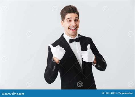 Portrait Of A Handsome Young Man Waiter Stock Image Image Of Butler