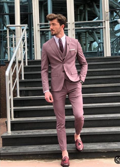 Suits For Men Dusty Rose Men Suits 3 Piece Slim Fit Suits Etsy