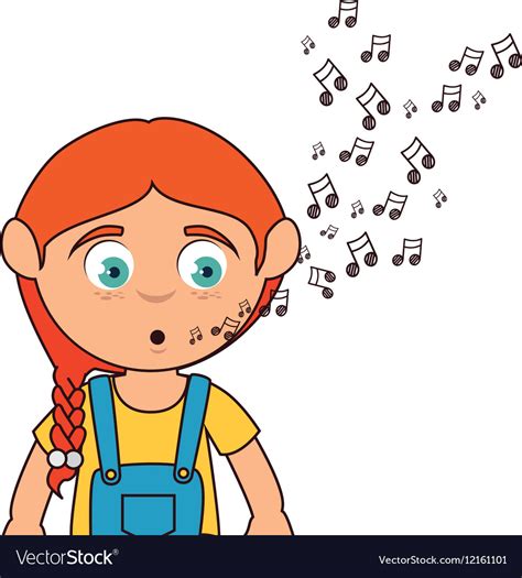 Cute Girl Whistling Character Royalty Free Vector Image