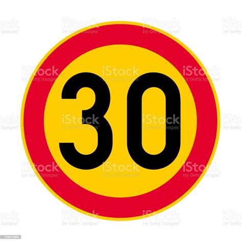 Speed Limit 30 Kmh Icon Sign Traffic Sign Logo Symbol Vector