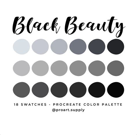Black Beauty Procreate Color Palette Hex Codes Black Gray And