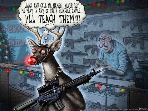Reindeer Christmas Rudolph Guns Delonas Sean Delonas Cartoon