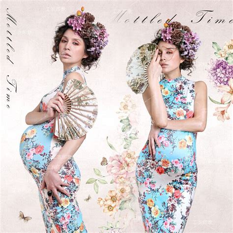 new maternity clothing for pregnant women photography props fashion chinese cheongsam flower