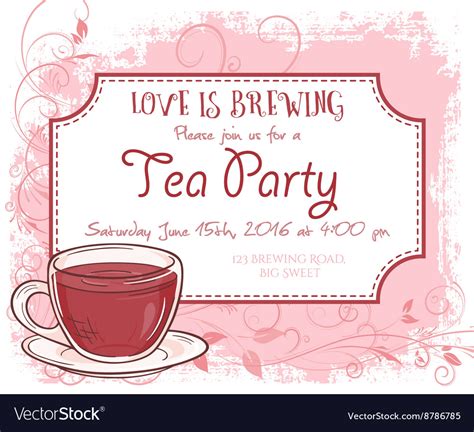 Hand Drawn Tea Party Invitation Card Vintage Frame