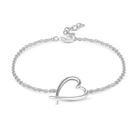 Simply Silver Sterling Silver 925 Polished Open Heart Bracelet