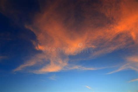Dramatic Sunset And Sunrise The Beautiful Red Cloud In A Sky Stock