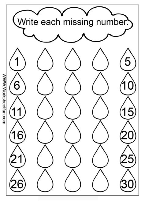 Missing Numbers To 30 Worksheet Counting Practice 1 30 Worksheets K5