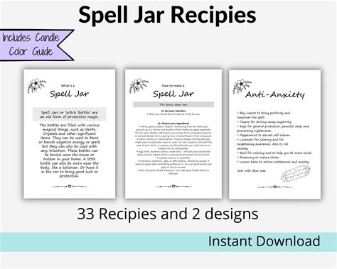 Spell Jar Recipes Book Of Shadows Inserts Grimoire Etsy