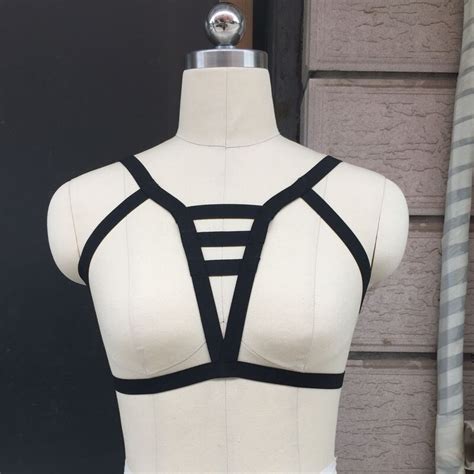 2017 harajuku black bondage harness bra belt women sexy lingerie set gothic body cage harness