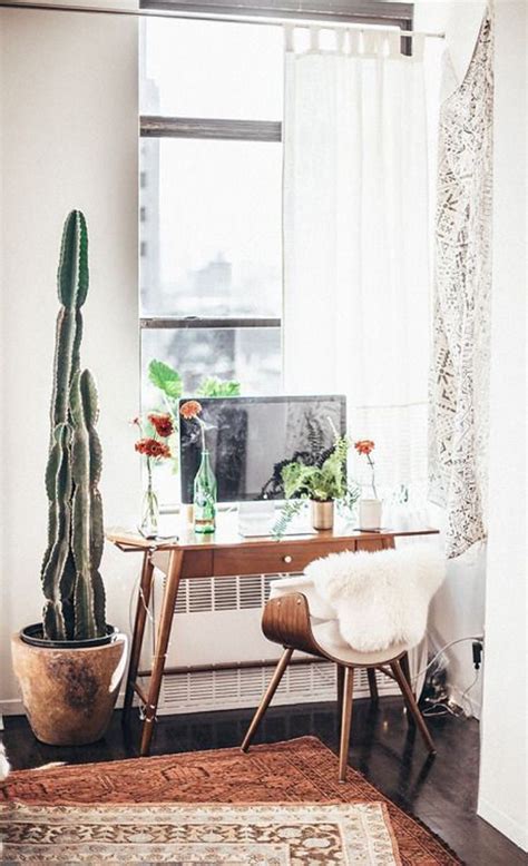 Tiny And Trendy Home Office Ideas With Cactus Decor