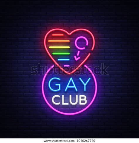Gay Club Neon Sign Logo In Neon Style Light Banner Billboard Night Bright Advertising For