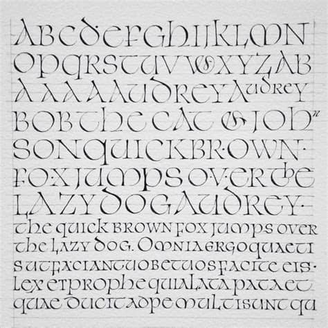 Uncial letters were used to write greek, latin, and gothic. Uncial research Calligraphy by Julien Priez | Calligraphy ...