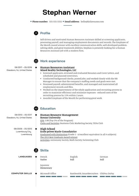 Human Resources Resume Template Kickresume Hot Sex Picture