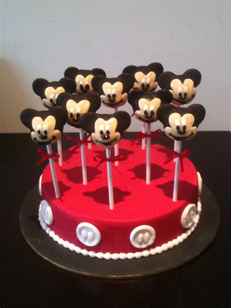 Once upon a time there was the most enchanting cake serving set! Mickey Mouse Cake Pops And Cake - CakeCentral.com