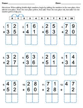 (i) first arrange the numbers vertically so that the tens' place digits and ones' place digits are lined up which means in. Double-Digit Addition Without Regrouping by Hello Firsties ...