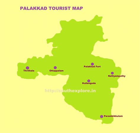 Palakkad Tourist Map Tourist Attractions In Palakkad Kerala South