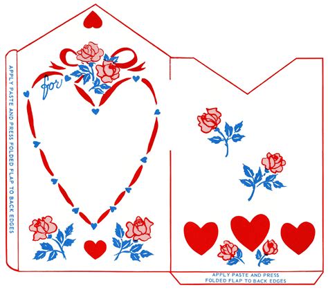 Vintage Valentine Clip Art Retro Valentine Envelope Hearts Roses