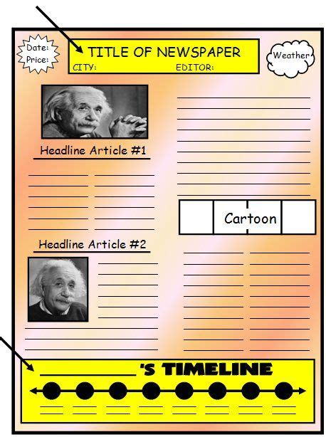 Biography Book Report Newspaper Templates Worksheets And Grading