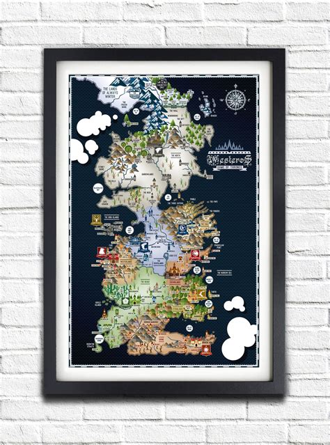 Game Of Thrones Westeros Map 19x13 Poster Etsy