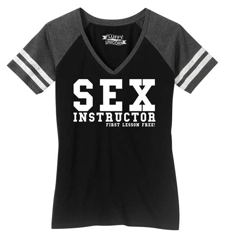 Ladies Sex Instructor First Lesson Free Game V Neck Tee Party College Shirt Ebay