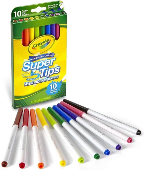 crayola super tips washable markers draw thin thick 10 markers