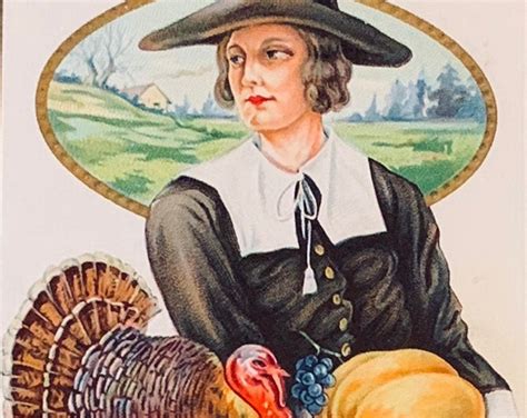 Antique Embossed Thanksgiving Postcard Pilgrim Holding Etsy