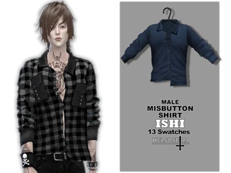 Helsoseiras Ishi Misbutton Shirt Male Sims 4 Male Clothes
