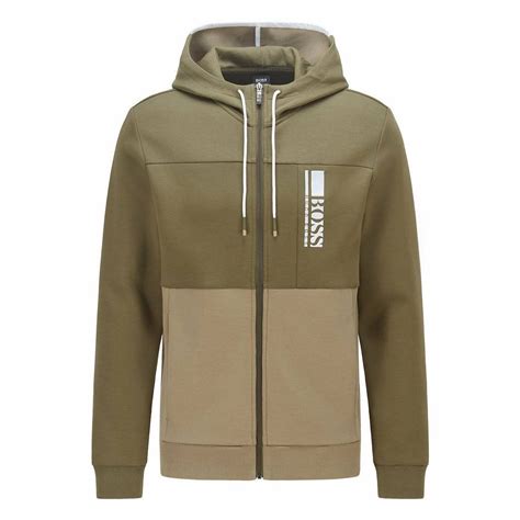 Hugo Boss Hugo Boss Saggy 1 Zip Up Hoody Sweatshirt Khaki 50447024 Hugo Boss From Club Jj Uk