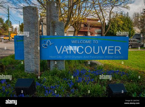 Welcome To Vancouver Sign Vancouver British Columbia Canada Stock