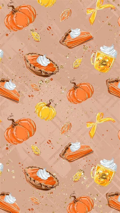 Download Thanksgiving Aesthetic Pumpkin Pie Pattern Wallpaper