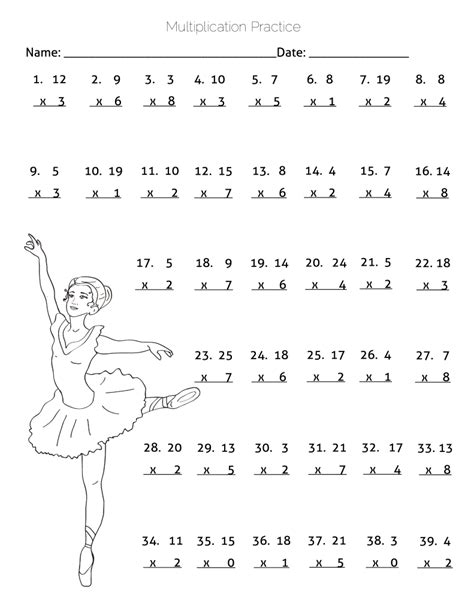Browse to find free multiplication worksheets created by this provides great extra practice for 3rd grade and 4th grade students. Multiplication Practice Worksheet - Ballerina Dancing ...