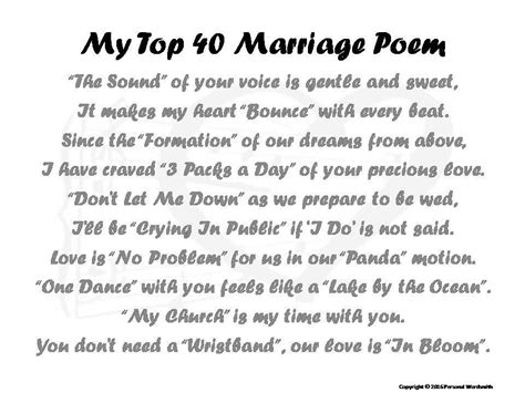 Funny Marriage Poem Music Title Love Poetry Short Wedding Poem By